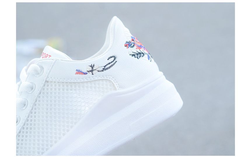 Floral Embroidered Mesh Panel Platform Sneakers SpreePicky