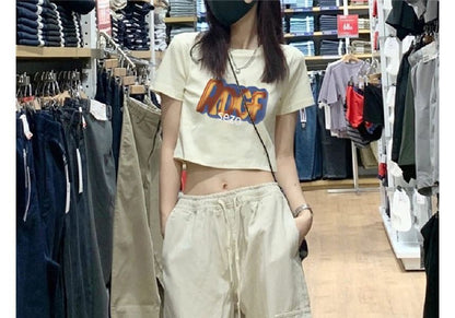 Low Rise Plain Drawstring Cargo Baggy Pants SpreePicky