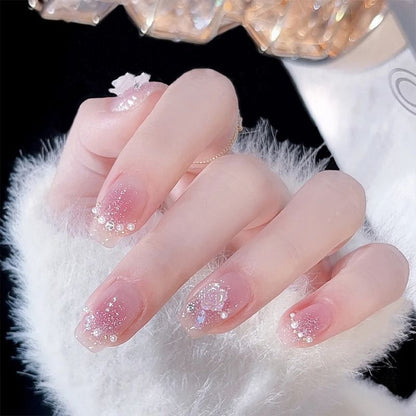 Rose Faux Pearl Pointed Press-On Nails SpreePicky