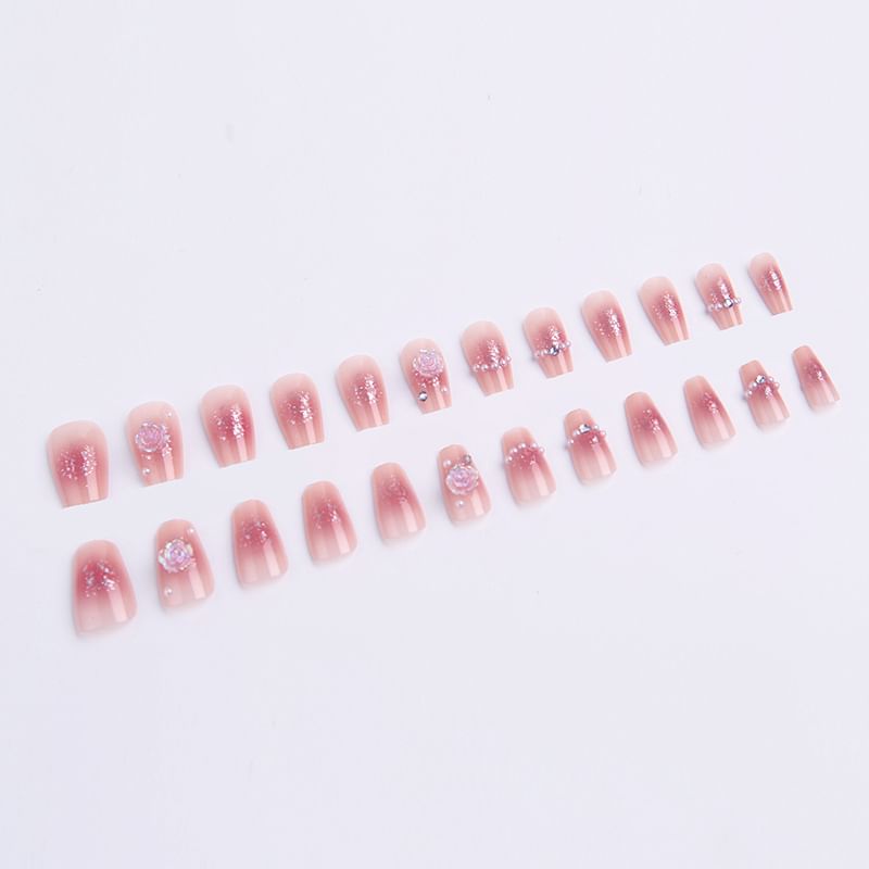 Rose Faux Pearl Pointed Press-On Nails SpreePicky