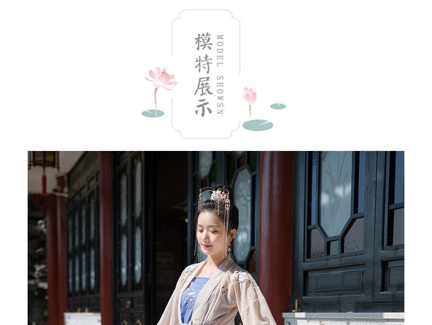 Traditional Chinese Set: Open Front Jacket + Camisole Top + Maxi Skirt SpreePicky