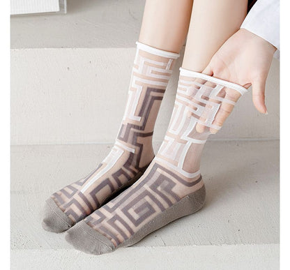 Patterned Mesh Short Socks SpreePicky