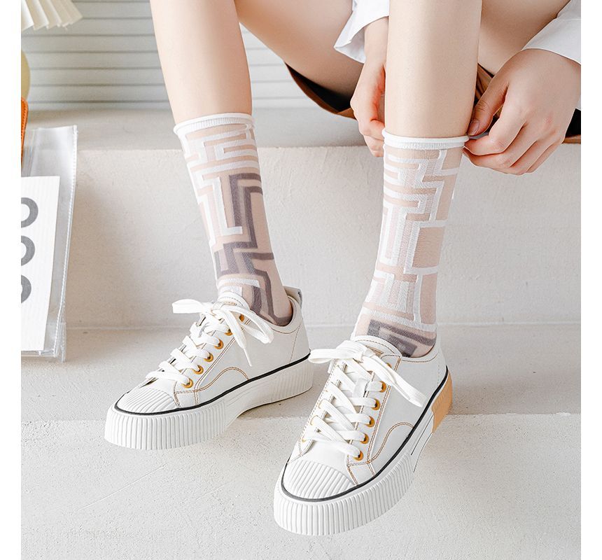 Patterned Mesh Short Socks SpreePicky