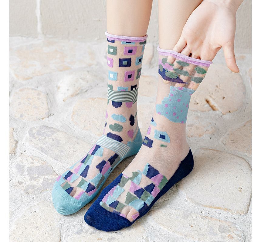 Patterned Mesh Short Socks SpreePicky