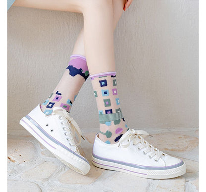 Patterned Mesh Short Socks SpreePicky