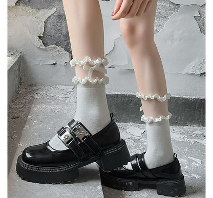 Bow Frill Panel Mesh Short Socks SpreePicky