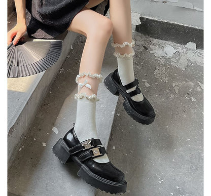 Bow Frill Panel Mesh Short Socks SpreePicky