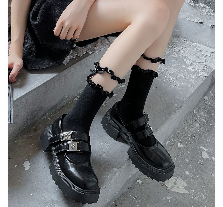 Bow Frill Panel Mesh Short Socks SpreePicky