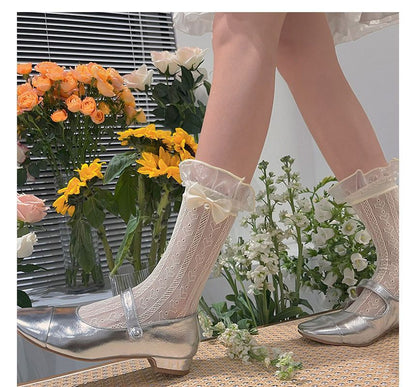 Ruffled Bow Lace Socks SpreePicky