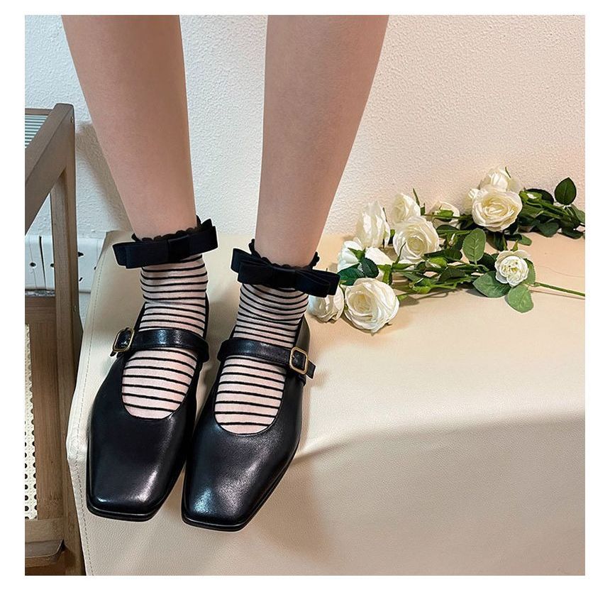 Bow Striped Mesh Socks SpreePicky