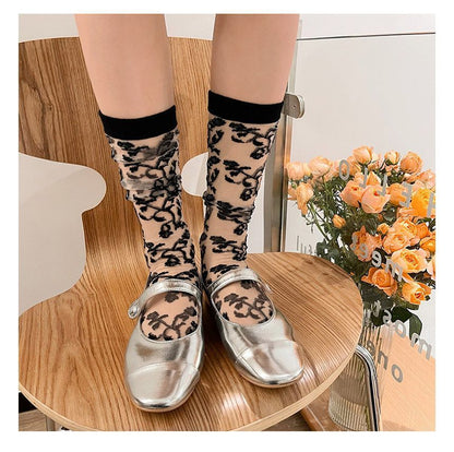 Rose Patterned Mesh Socks SpreePicky