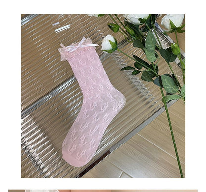 Bow Floral Lace Socks SpreePicky