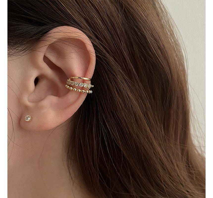 Rhinestone Faux Pearl Layered Alloy Cuff Earring (various designs) SpreePicky