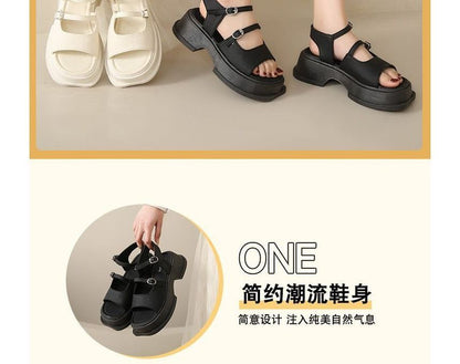 Square Toe Platform Plain Sandals mySite