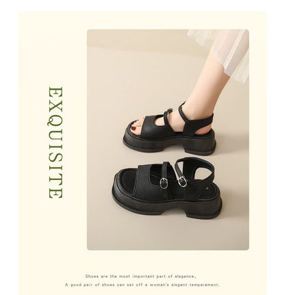 Square Toe Platform Plain Sandals mySite