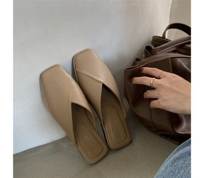 Square Toe Plain Mules mySite