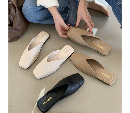 Square Toe Plain Mules mySite