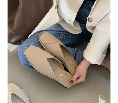 Square Toe Plain Mules mySite