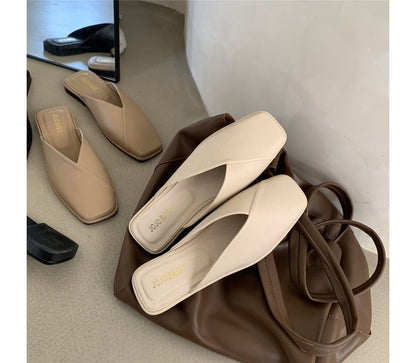 Square Toe Plain Mules mySite