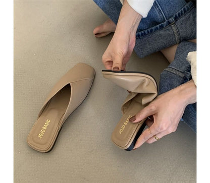 Square Toe Plain Mules mySite