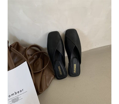 Square Toe Plain Mules mySite