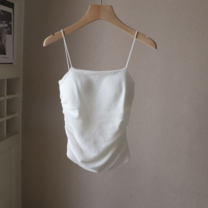 Plain Ruched Padded Camisole Top SpreePicky