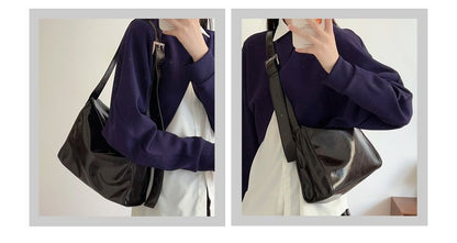 Faux Leather Plain Flap Shoulder Bag mySite