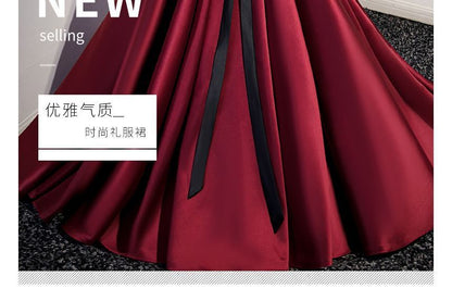 Sleeveless Plain Pleated Bow A-Line Evening Gown SpreePicky