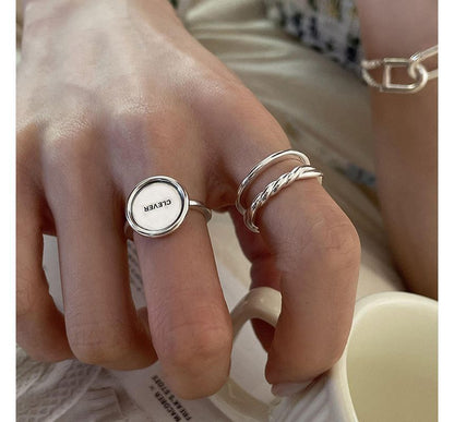 Lettering / Layered Sterling Silver Open Ring SpreePicky