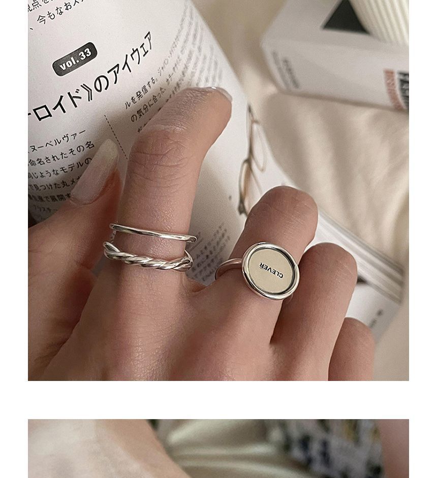 Lettering / Layered Sterling Silver Open Ring SpreePicky