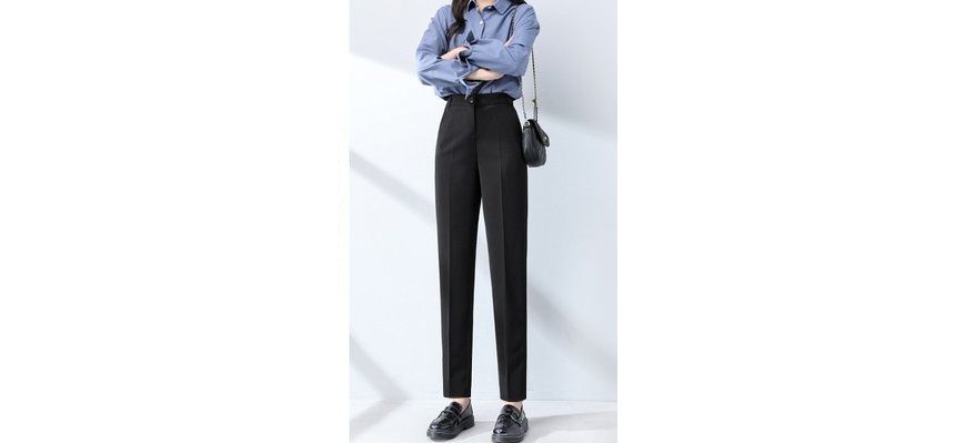 High Waist Plain Straight Leg Suit Pants SpreePicky