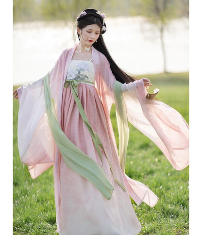 Traditional Chinese Long Jacket / Spaghetti Strap Maxi Dress / Sash / Set SpreePicky