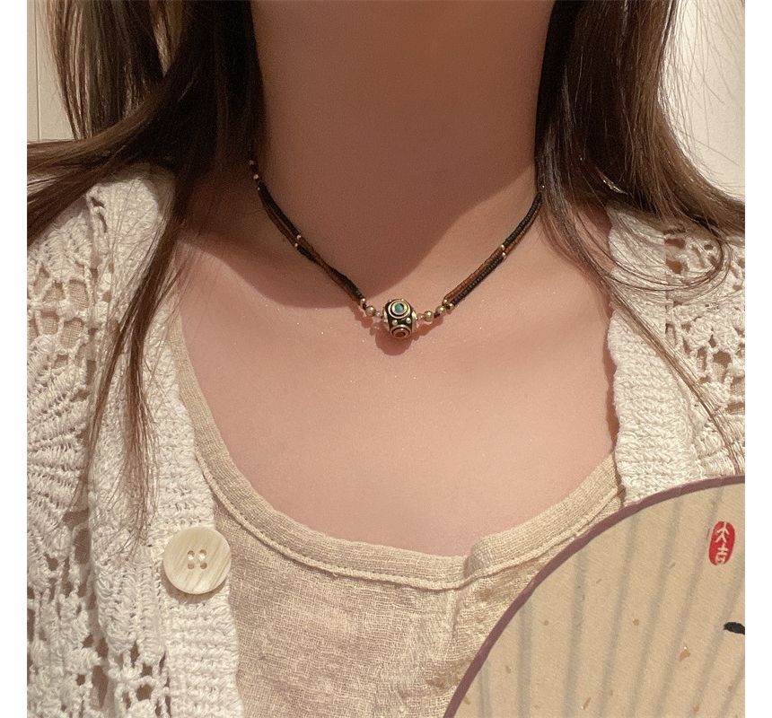 / Cord Bead Pendant Bracelet Choker FashionChic