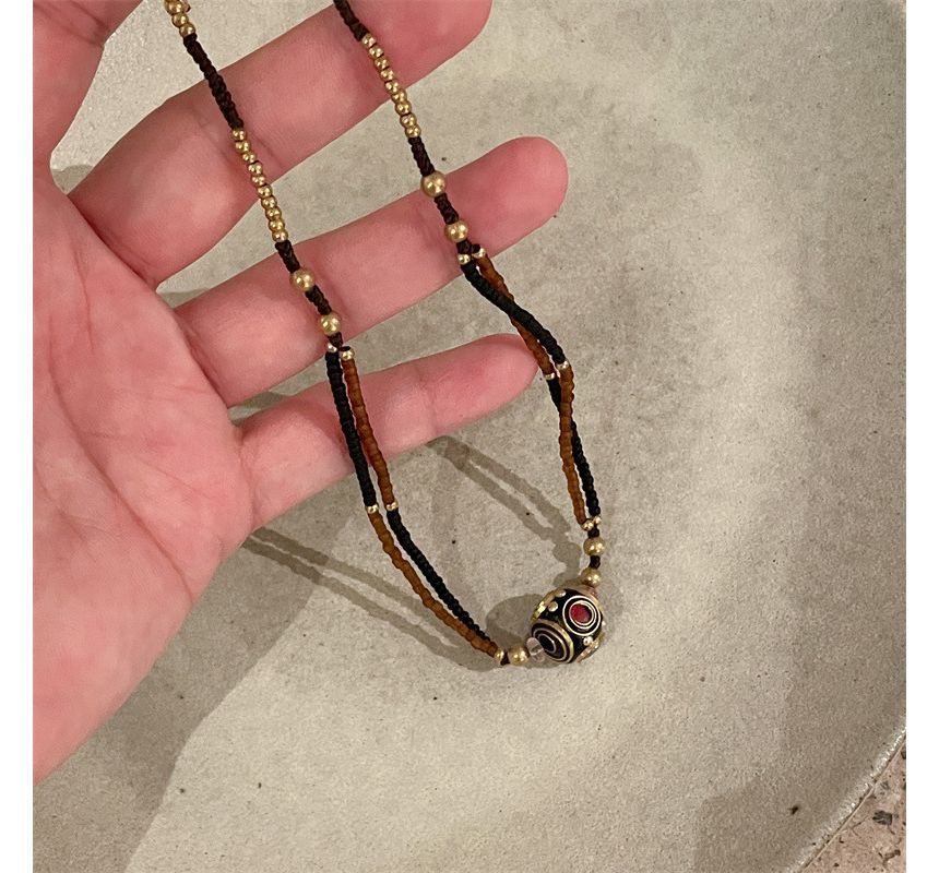 / Cord Bead Pendant Bracelet Choker FashionChic