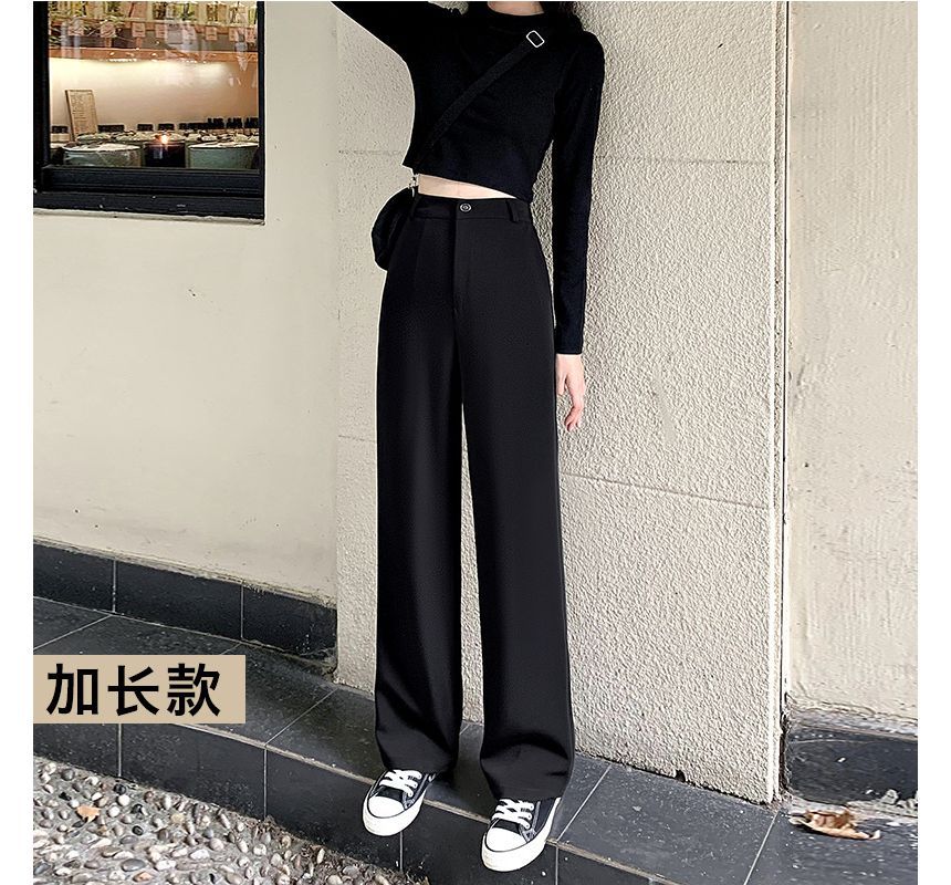 High Rise Plain Loose Fit Leg Slacks (Various Designs) SpreePicky