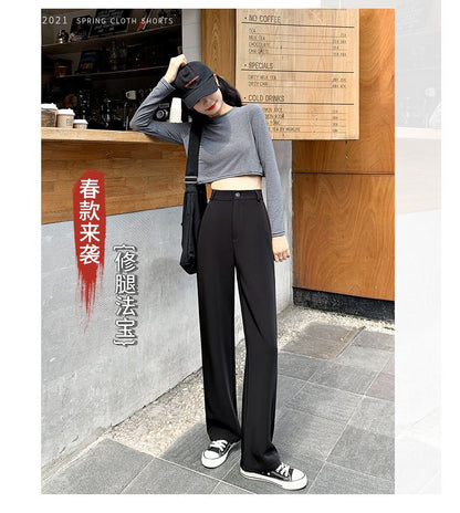 High Rise Plain Loose Fit Leg Slacks (Various Designs) SpreePicky