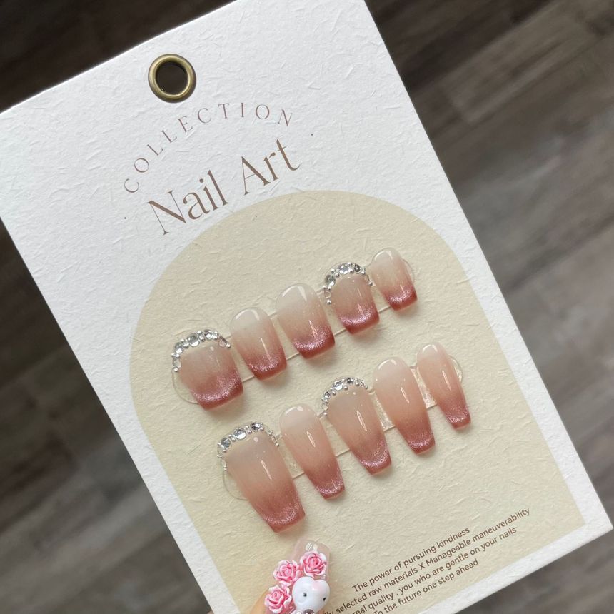 Embellished Gradient Faux Nail Tips SpreePicky