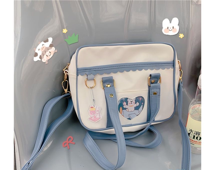 Cartoon Print Faux Leather Tote Bag / Bag Charm / Set SpreePicky