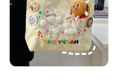 Cartoon Embroidered Tote Bag / Bag Charm / Set SpreePicky