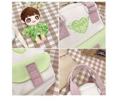 Heart Embroidered PVC Panel Crossbody Bag mySite