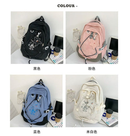 Cartoon Embroidered Multi-Pocket Backpack mySite