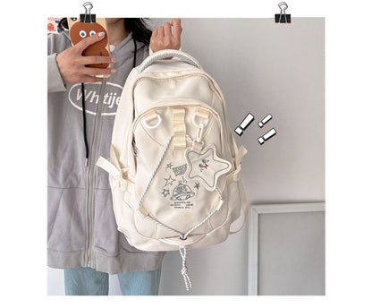 Cartoon Embroidered Multi-Pocket Backpack mySite