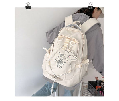 Cartoon Embroidered Multi-Pocket Backpack mySite