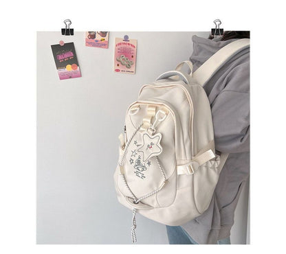 Cartoon Embroidered Multi-Pocket Backpack mySite