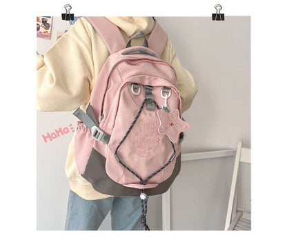 Cartoon Embroidered Multi-Pocket Backpack mySite