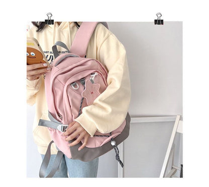 Cartoon Embroidered Multi-Pocket Backpack mySite