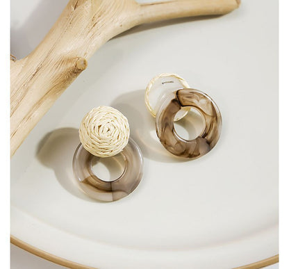 Resin Round Woven Earring SpreePicky