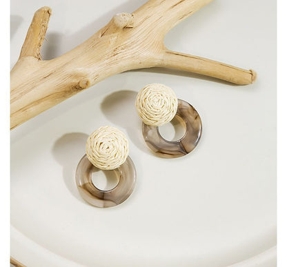 Resin Round Woven Earring SpreePicky