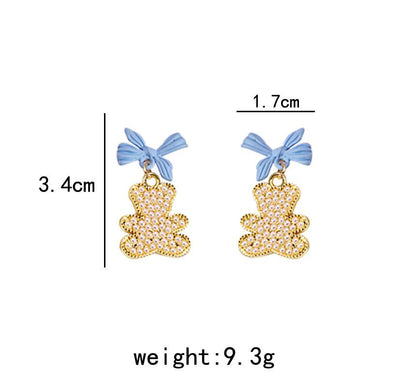 Bow Pearl Bear Alloy Earring SpreePicky