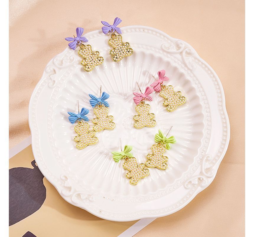 Bow Pearl Bear Alloy Earring SpreePicky